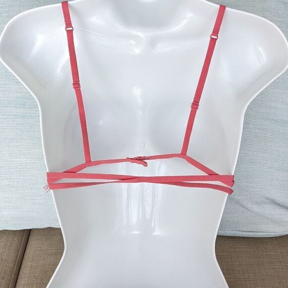 Victoria's secret pink salmon red strappy triangle bra wireless Medium @B036 - Picture 3 of 8